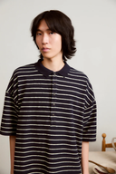CAMISETA POLO MANGA CORTA OVERSIZE TERRY AZUL MARINO UNFEIGNED | https://www