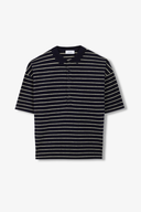CAMISETA POLO MANGA CORTA OVERSIZE TERRY AZUL MARINO UNFEIGNED | https://www
