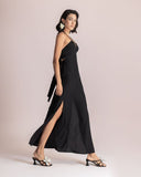 VESTIDO NEGRO ATADO AL CUELLO / MOUTAKI