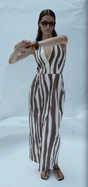 VESTIDO HALTER ZEBRA MARRÓN / SOLOTRE
