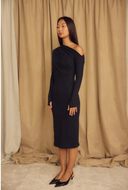 DRAPE DRESS BLACK / COSSAC