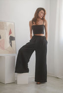 PANTALÓN LINO NEGRO / COSSAC | https://www