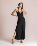 VESTIDO NEGRO ATADO AL CUELLO / MOUTAKI