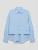 CAMISA DE ALGODÓN ASIMÉTRICA AZUL CLARA / SOLOTRE