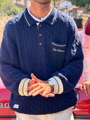 RETRO COLLAR CABLE NAVY SWEATER / DITO COLLECTIVE