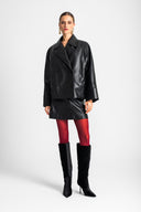 CHAQUETA PIEL SINTETICA NEGRA / MOUTAKI