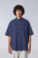 CAMISA MANGA CORTA DE SEERSUCKER AZUL MARINO / UNFEIGNED