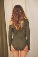 DRAPE BODYSUIT MELANGE GREEN / COSSAC