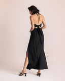 VESTIDO NEGRO ATADO AL CUELLO / MOUTAKI
