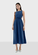 VESTIDO AZUL CUPRO KIN / THINKING MU | https://www