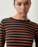 CAMISETA MANGA LARGA A RAYAS MARRON / DIARTE