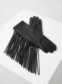 GUANTE DE PIEL SINTETICA CON FLECOS NEGRO / SOLOTRE
